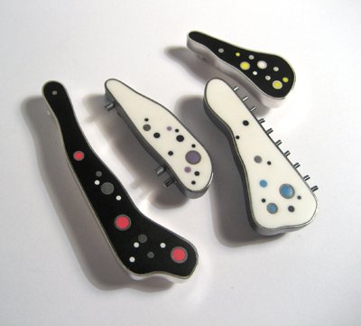 Black and White Biodrip Brooches