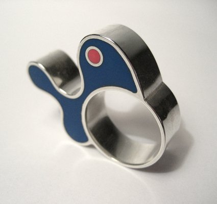 Blue and Pink Biomorph Ring