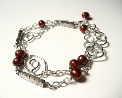 Pearl and Spiral Bracelet