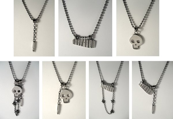 Skull and Bullet Pendants