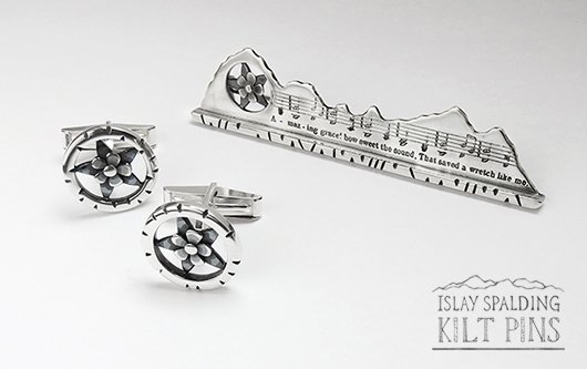 Colorado Columbine Kilt Pin and Cufflinks