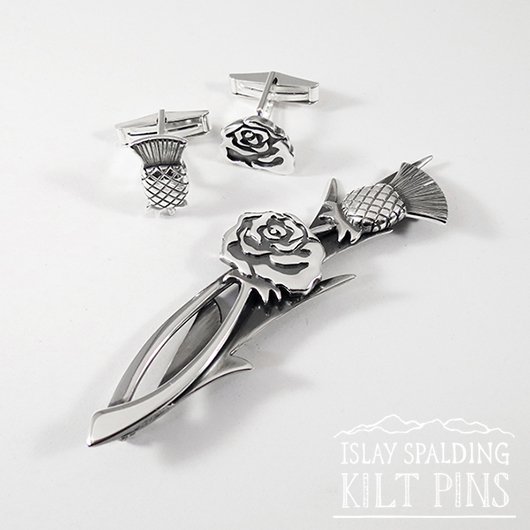 Thistle and Rose Kilt Pin and Cufflinks